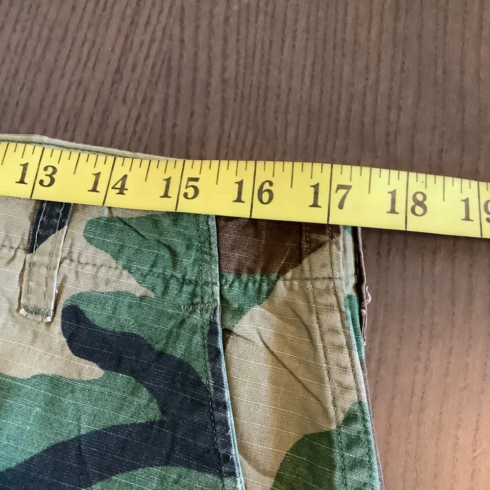 Military Woodland Camo Cargo Pants Mens Medium Long Ripstop Button Fly BDU